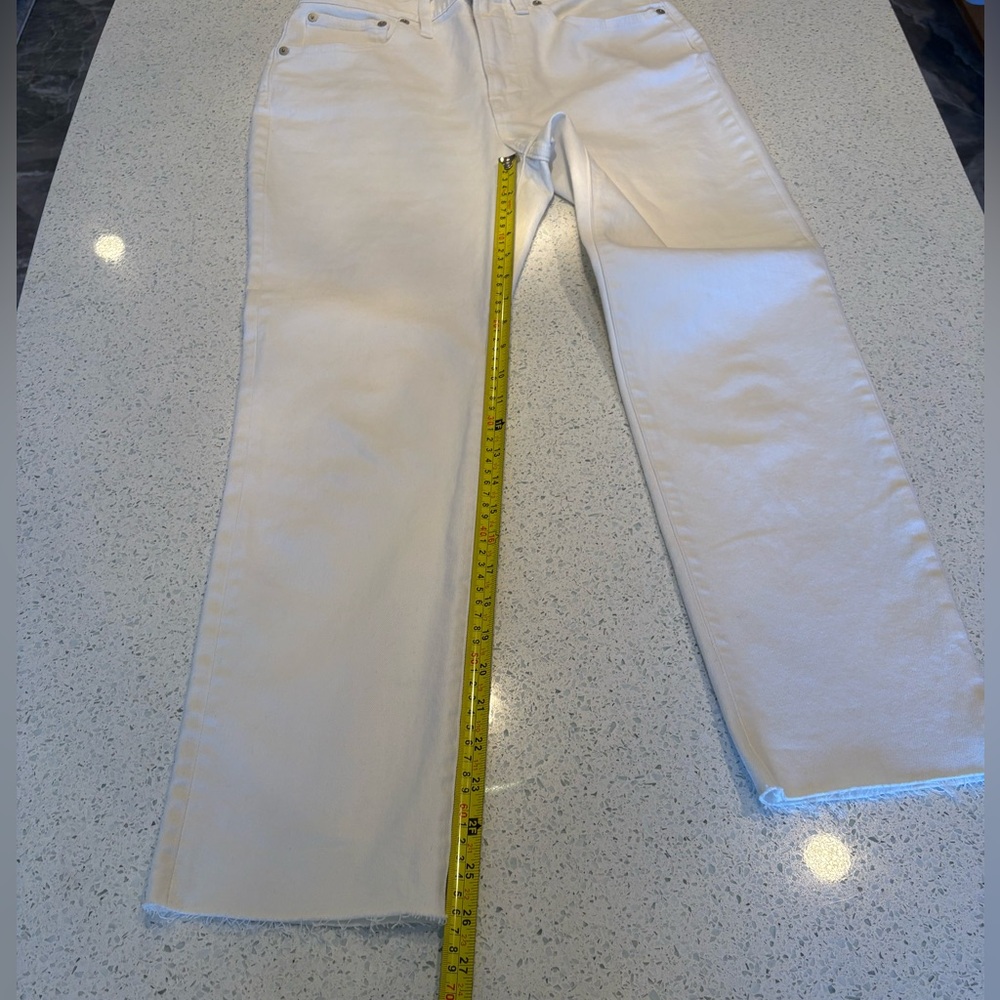 Hi Rise Straight Leg Ankle Length Jeans With Raw Hem The Perfect Vintage Jean - Picture 10 of 14